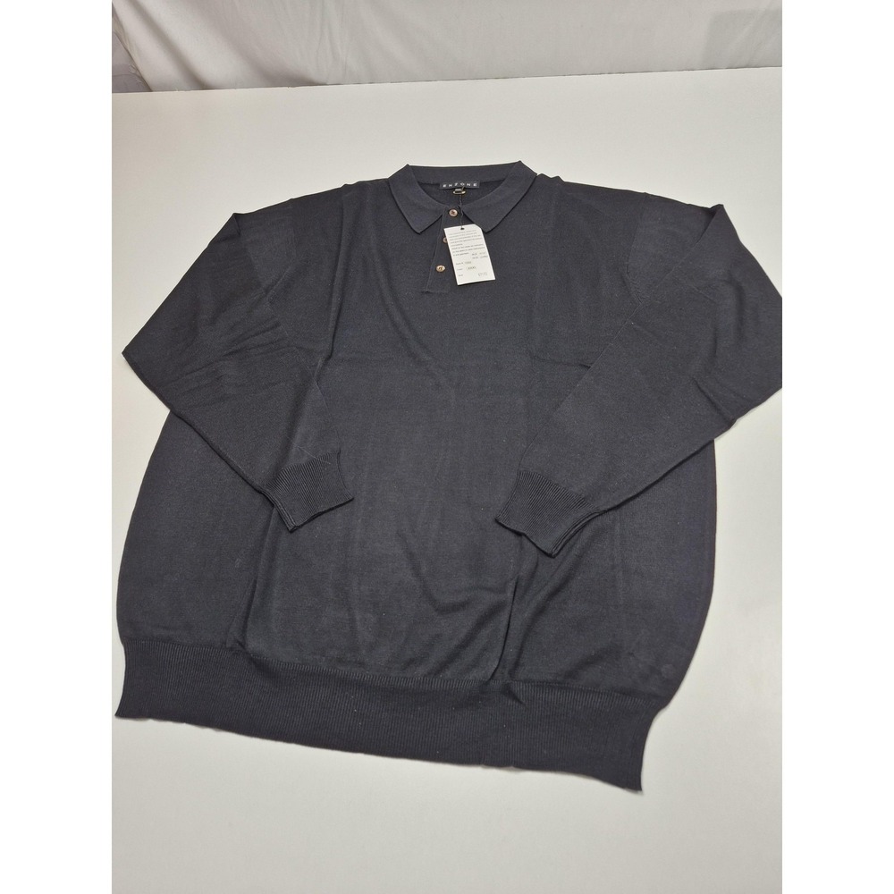 ENZONE Sweater Mens 3XL Blue Silk Cotton Collared Knit Pullover Long Sleeve